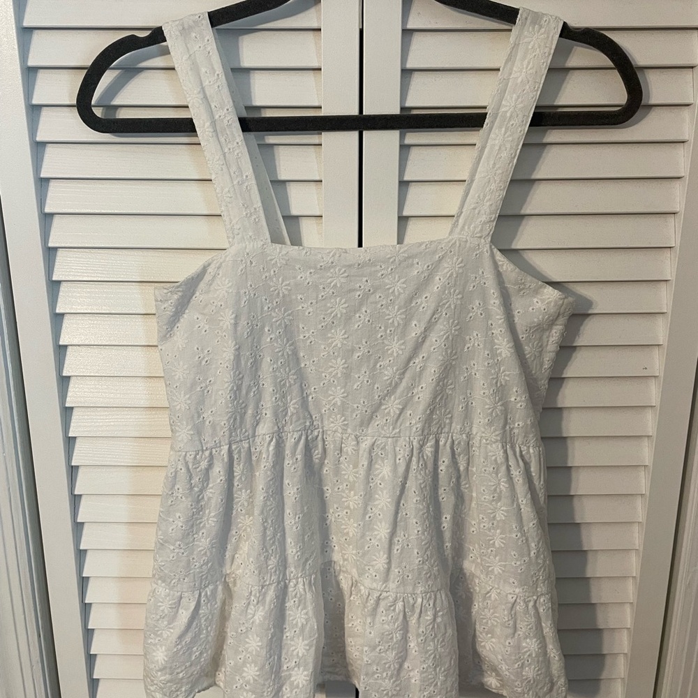 White Eyelet Babydoll Tank EUC